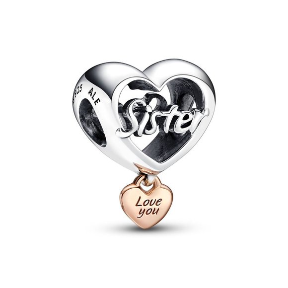 NEW Authentic Pandora Love You Sister Heart Charm - Picture 1 of 6